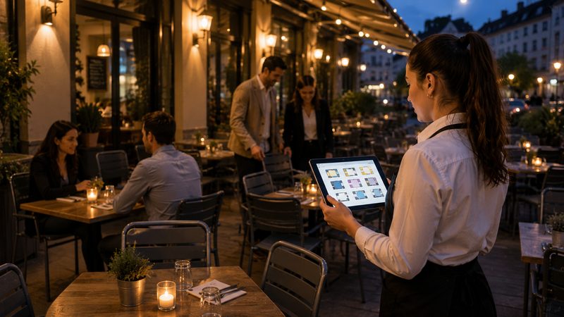 Plan vizual de mese restaurant — gestiune cu drag-and-drop