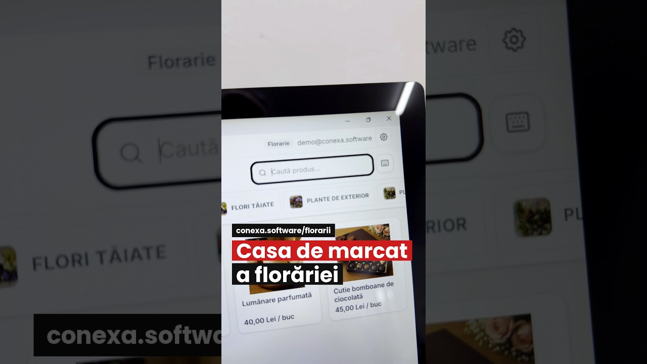Interfața de vânzare Conexa pe ecranul unui POS într-o florărie